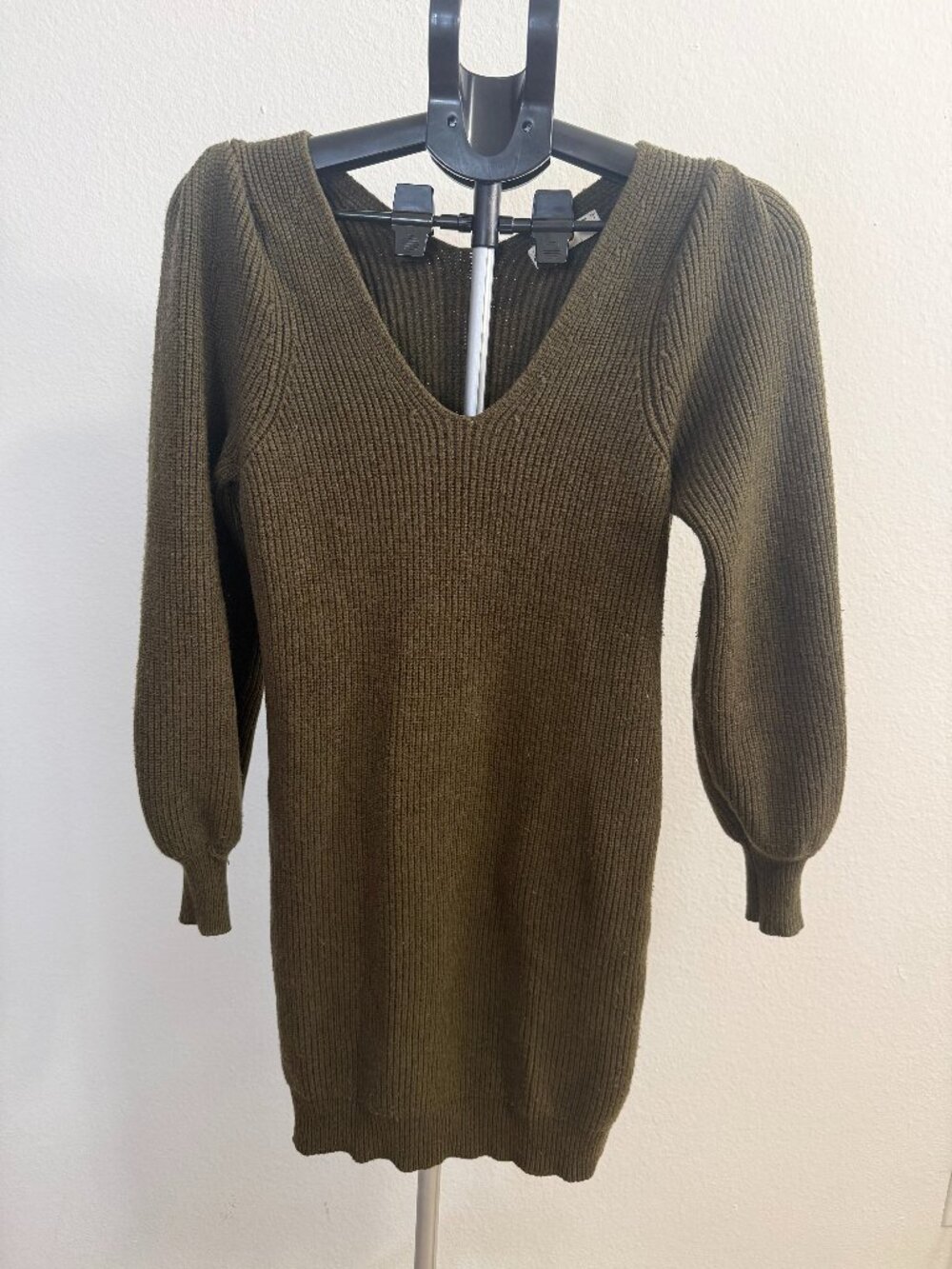 Mango Olive Ribbed Knit Sweater Dress – Size S